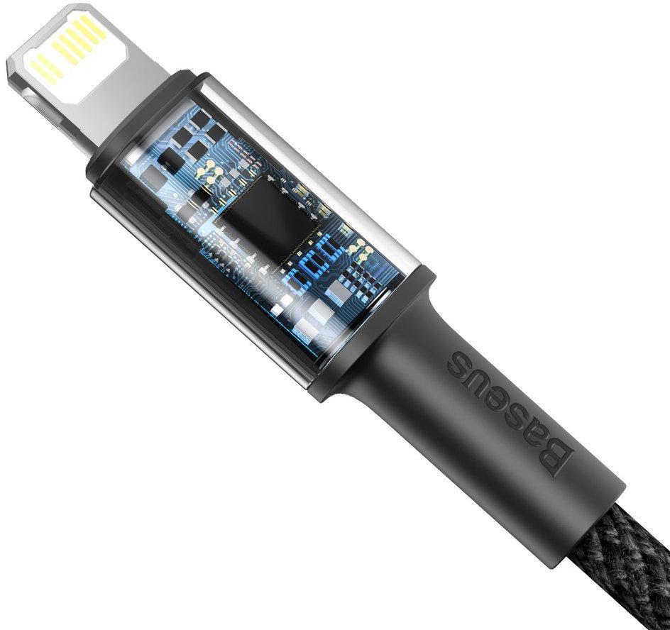 KABEL USB-C -* Lightning / iPhone Baseus Cafule CATLGD-A01 2m 20W PD Quick Charging CZARNY W OPLOCIE