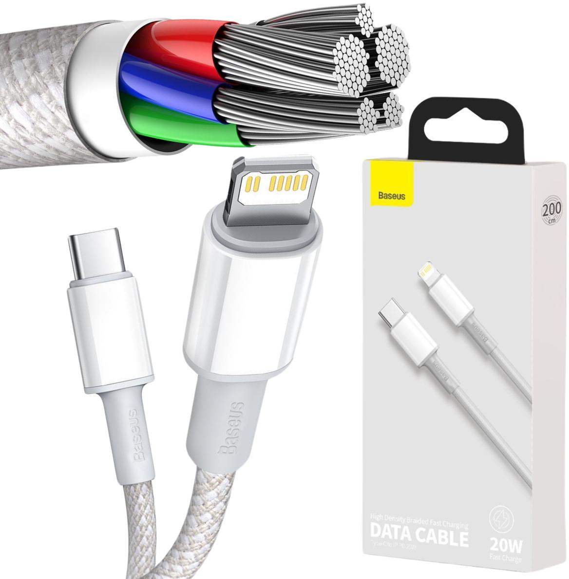 Baseus kabel USB Typ-C / Lightning Power Delivery 20W 2m biały (CATLGD-A02) - najważniejsze cechy: