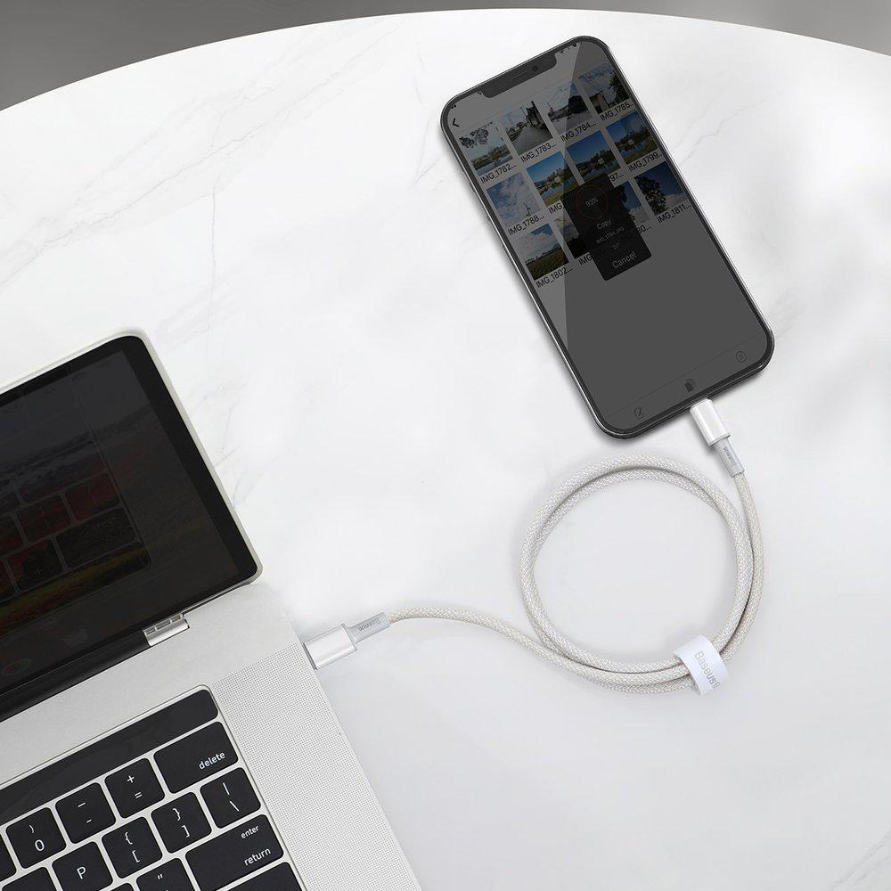 KABEL USB-C -* Lightning / iPhone Baseus Cafule CATLGD-A02 2m 20W PD Quick Charging BIAŁY W OPLOCIE