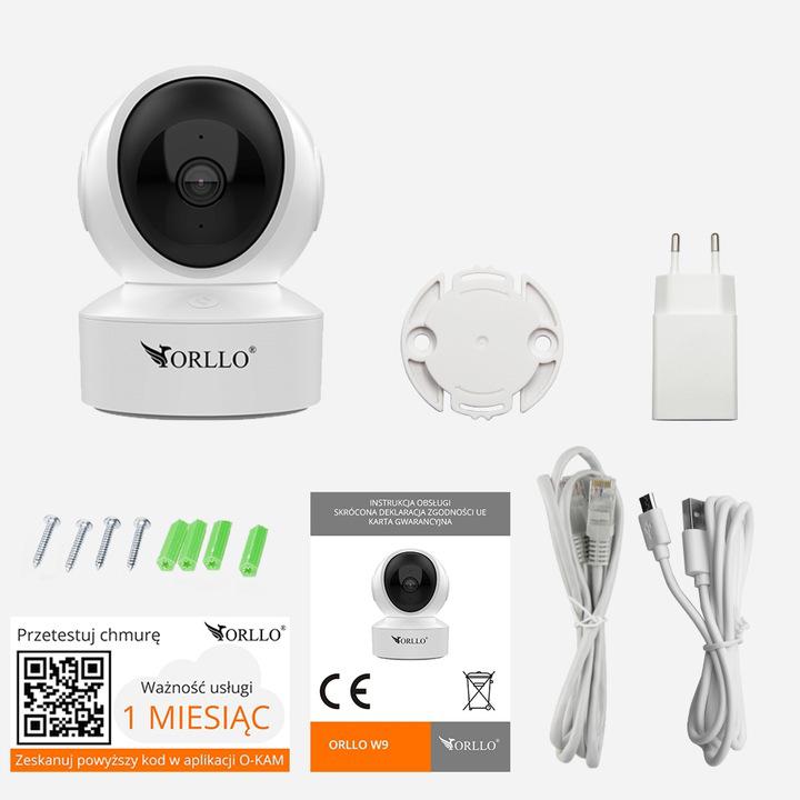 Mini kamera monitorująca IP Wi-Fi LAN 5MPx bezprzewodowa Orllo W9 - zawartość zestawu: