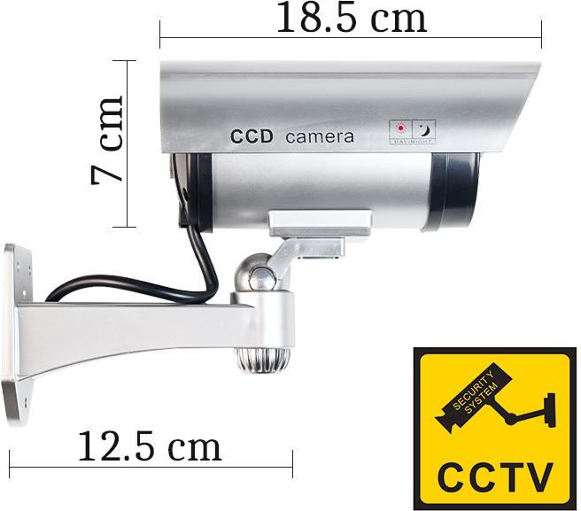 Atrapa kamery tubowej srebna AT-1B-S - specyfikacja:
