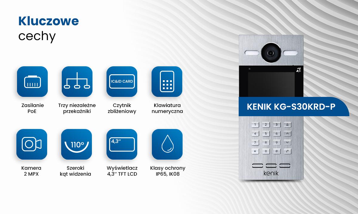 Panel bramowy wideodomofonu IP KENIK KG-S30KRD-P - wideodomofon wieloabonentowy z funkcjami ułatwień dostępu dla osób niepełnosprawnych i sieciowa kontrola dostępu w jednym urządzeniu