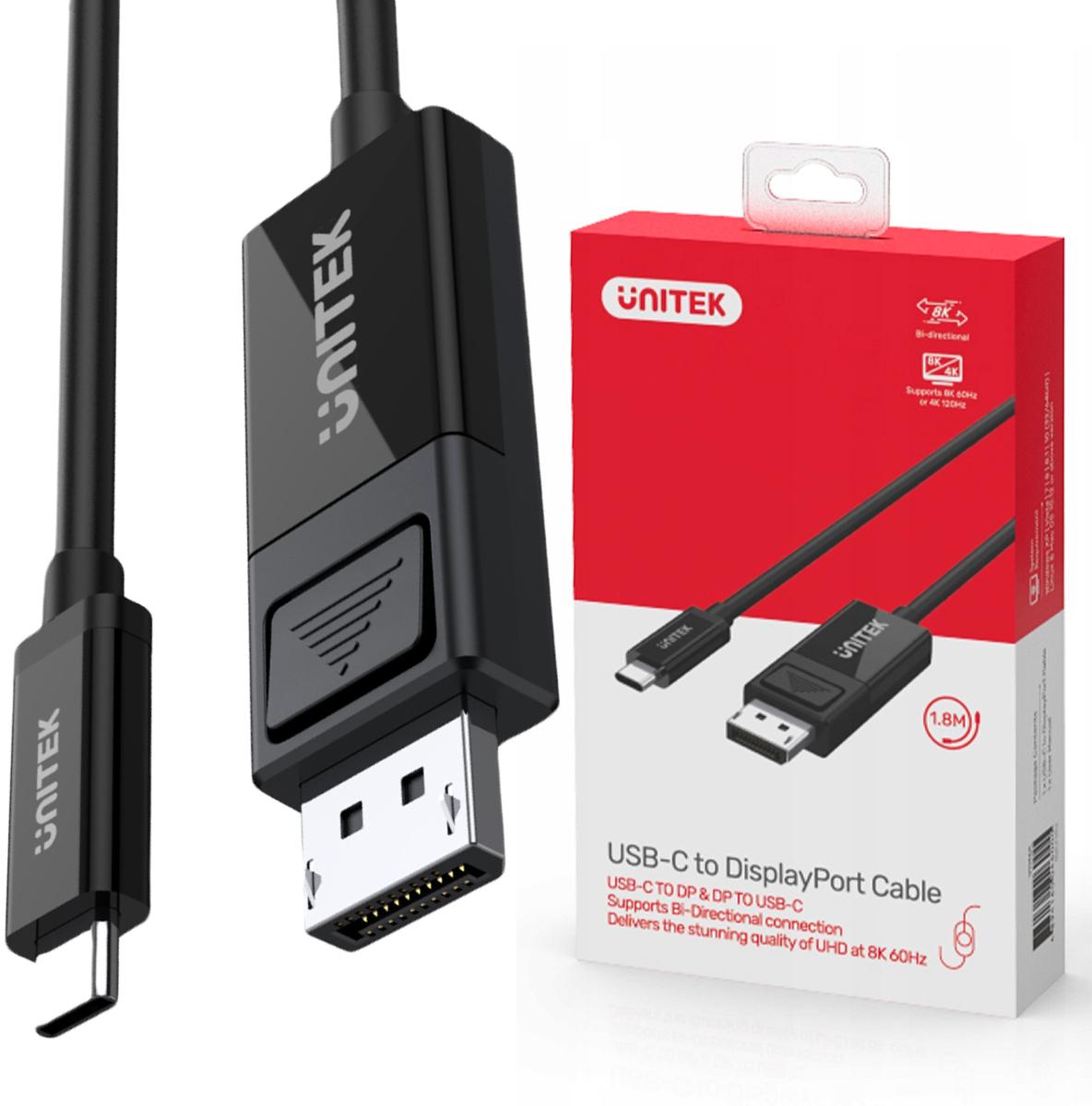 Unitek V1146A dwukierunkowy adapter USB-C na DP 1.4 4K - najważniejsze cechy: