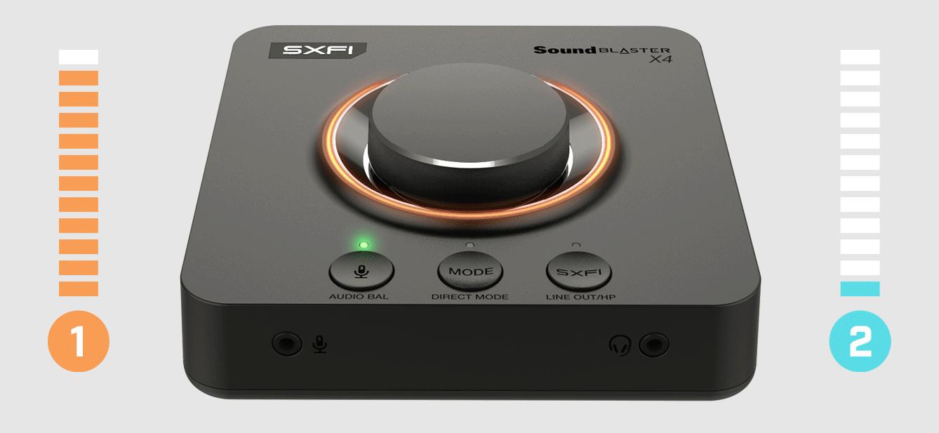 Zewnętrzna karta dźwiękowa 7.1 Smartcomms Kit Creative Sound Blaster X4 - przydatna funkcja Audio Balance
