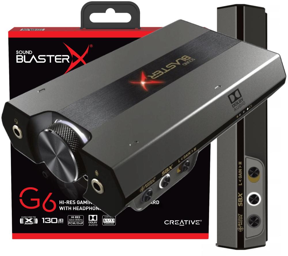 Zewnętrzna karta dźwiękowa / wzmacniacz DAC do gier 7.1 HD Creative Sound BlasterX G6 - najważniejsze cechy: