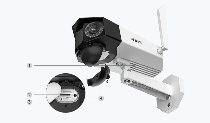 Kamera monitorująca IP ReolinkDuo 2 LTE 6Mx - gniazda i przyciski: