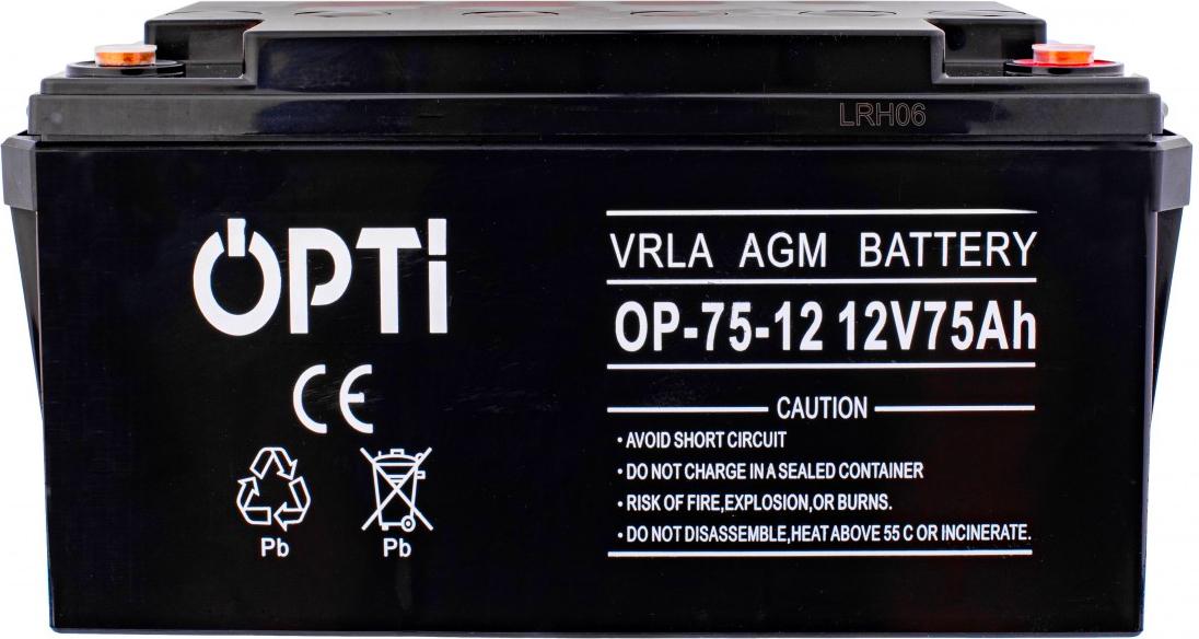 Akumulator bezobsługowy AGM OPTI 12V 75Ah VRLA - doskonały do stosowania w systemach zasilania awaryjnego