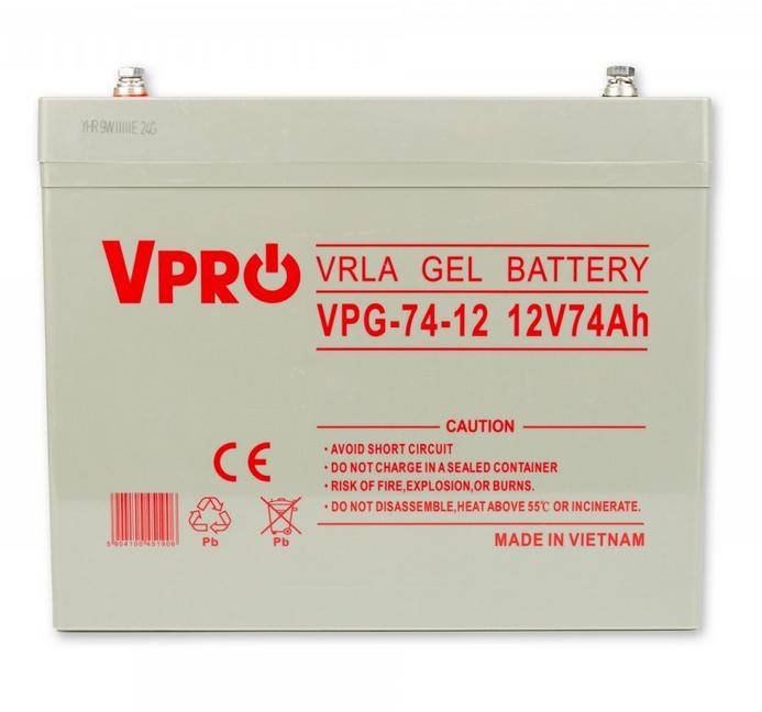 Akumulator bezobsługowy żelowy GEL VPRO Premium VRLA 12V 74Ah Volt Polska - doskonały do pracy cyklicznej, nawet przy głębokich rozładowaniach!