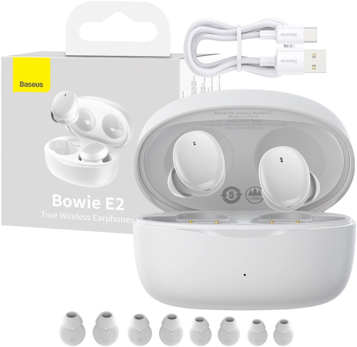 Bezprzewodowe słuchawki TWS Bluetooth 5.2 IP55 białe Baseus Bowie E2 NGTW090002 - najważniejsze cechy: