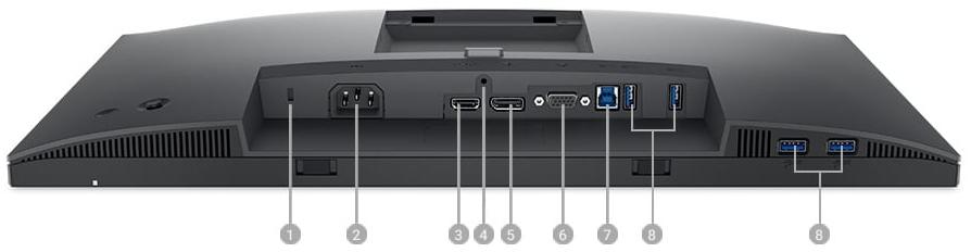 Monitor Dell 22\" 1920x10808 (FHD) IPS USB 3.2 HUB 60Hz - schemat budowy i układu gniazd / portów:
