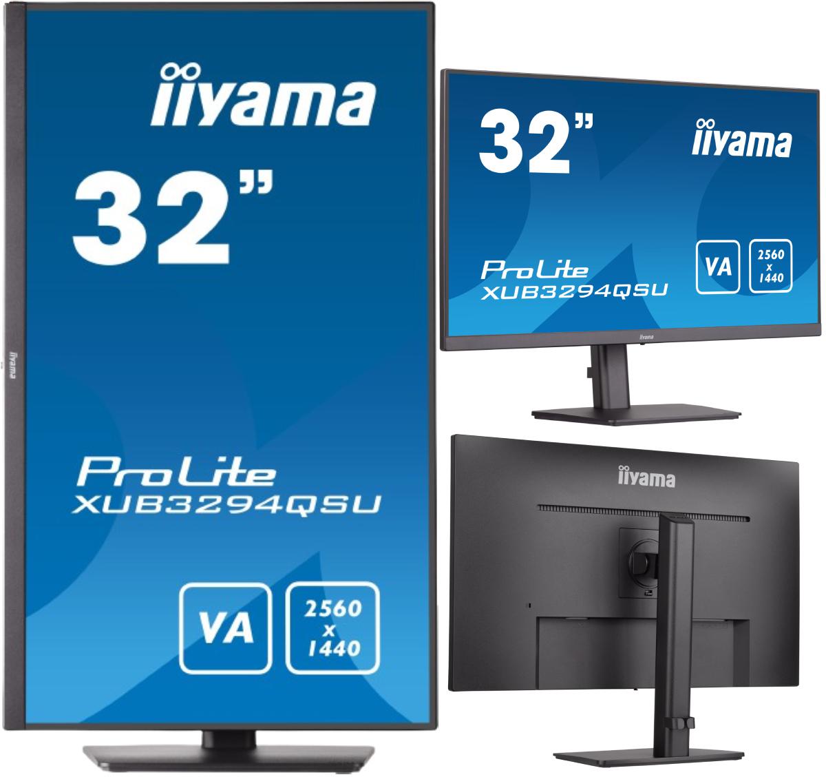 Monitor LED 32\" IIYAMA XUB3294QSU-B1 HDMI / DisplayPort / USB WQHD (2560x1440) z matrycą VA i regulowaną stopką - najważniejsze cechy: