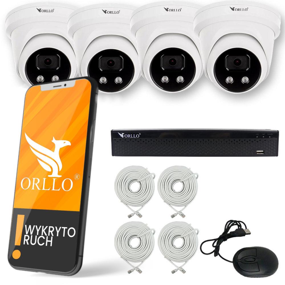 Zestaw 4 kamer zewnętrznych PoE do monitoringu ORLLO Eco Dome - najważniejsze cechy: