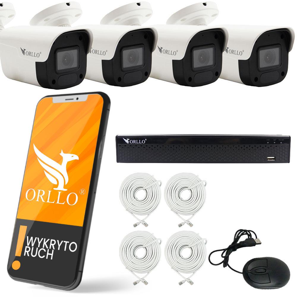 Zestaw monitoringu PoE z 4 kamerami zewnętrznymi ORLLO Eco Bullet - najważniejsze cechy: