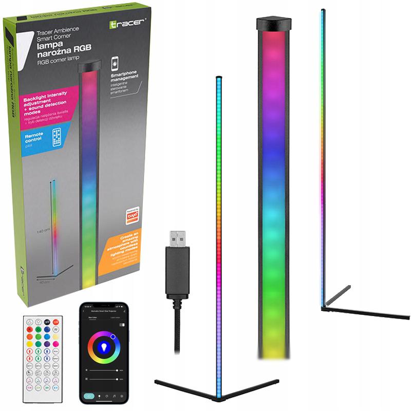 Stojąca lampa podłogowa narożna LED RGB 140 cm Tracer Ambience Smart Corner TRAOSW47253 – najważniejsze cechy: