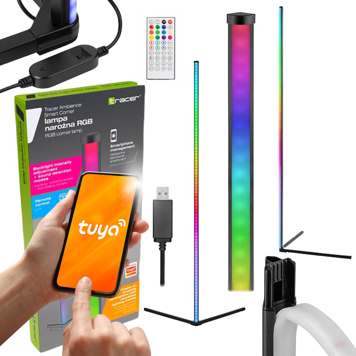 Stojąca lampa podłogowa narożna LED RGB 140 cm Tracer Ambience Smart Corner – najważniejsze cechy: