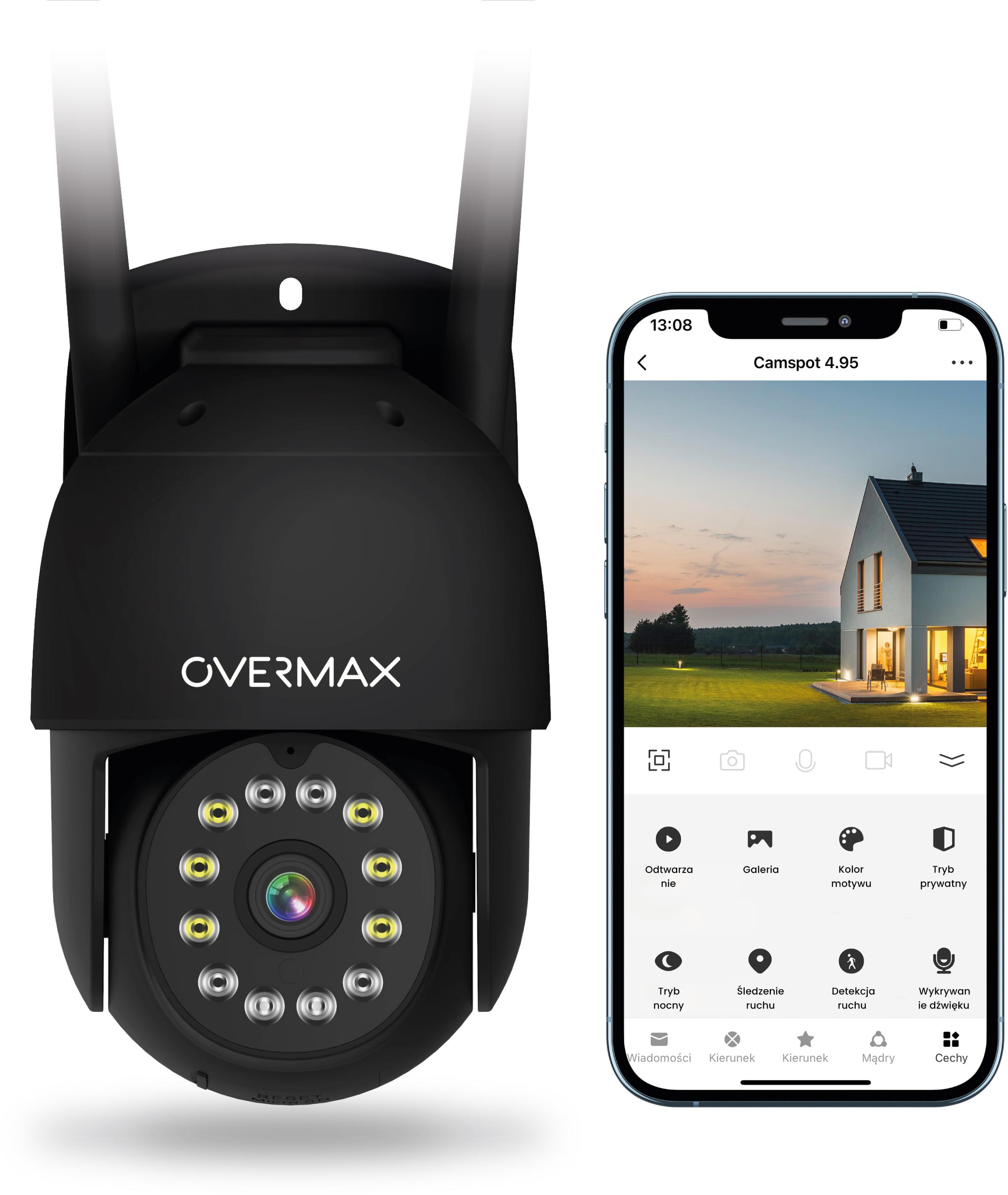 Overmax OV-CAMSPOT 4.95 QHD Wi-Fi 4MPx 360° - obrotowa kamera zewnętrzna IP, która czuwa, żebyś Ty nie musiał!