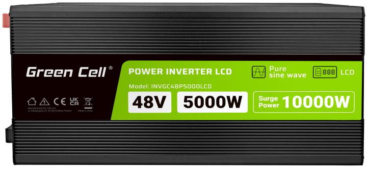 Przetwornica napięcia Green Cell PowerInverter LCD 48 V 5000 W/10000 W - zestaw gotowy do użycia po wyjęciu z pudełka
