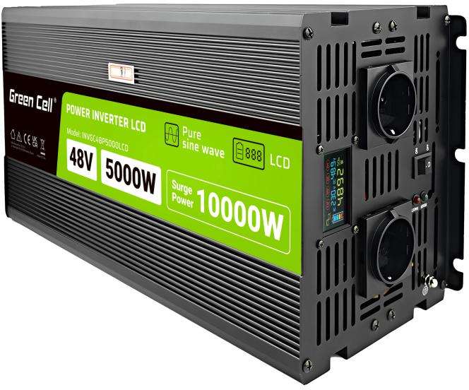 Przetwornica napięcia Green Cell PowerInverter LCD 48 V 5000 W/10000 W - stabilna praca bez przerw
