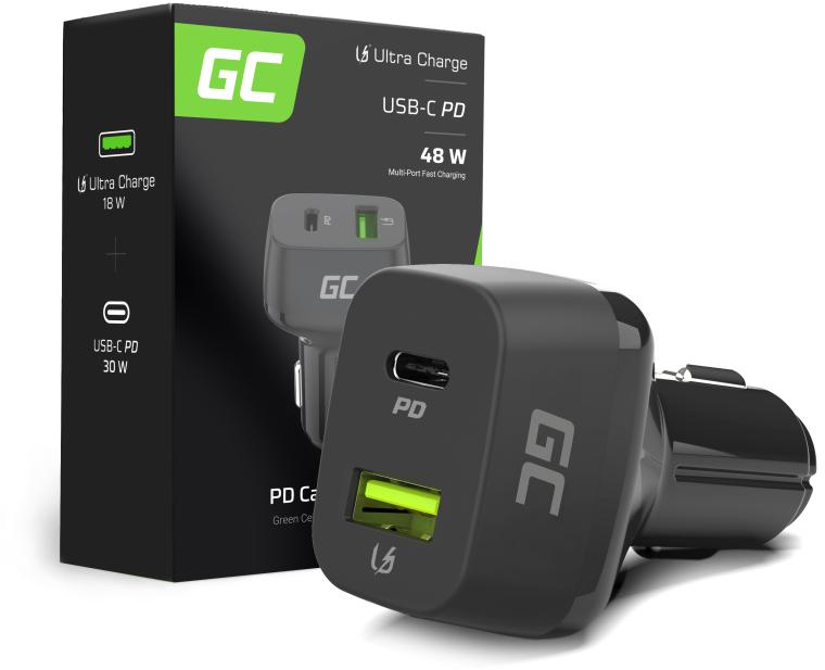 Ładowarka samochodowa 48W Power Delivery z szybkim ładowaniem Quick Charge 3.0 USB-C USB-A Green Cell - najważniejsze cechy: