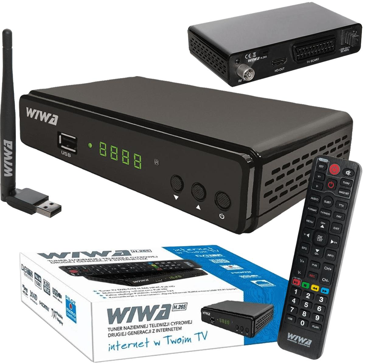 Zestaw DVB-T/T2 Tuner WIWA H.265 z anteną WiFi USB - najważniejsze cechy: