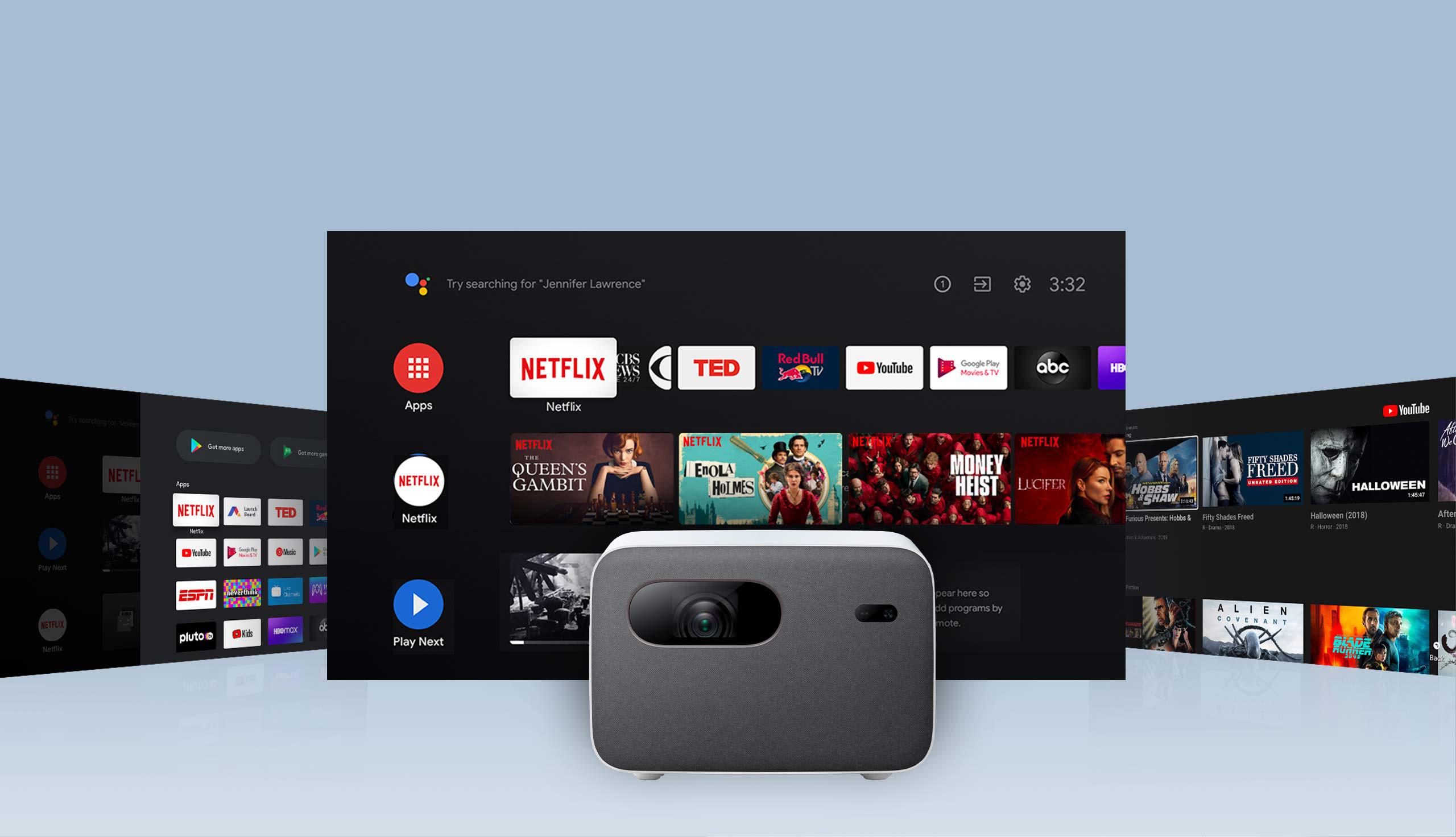 Jeśli rozrywka, to tylko z Xiaomi Mi Smart Projector 2 Pro: Android TV™, Netflix, Google ChromeCast
