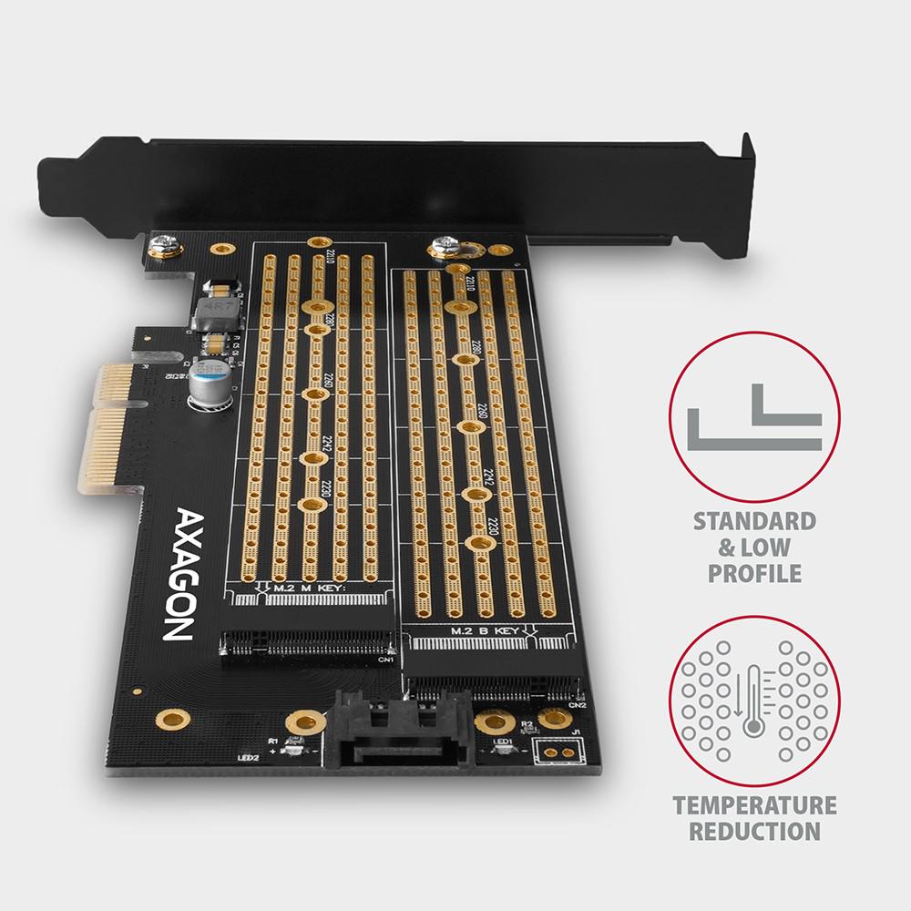 Adapter PCI-Express x4 Axagon PCEM2-D PCIe NVME + SATA M.2 - wspierane systemy operacyjne:
