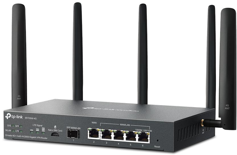 Router VPN 4G LTE TP-Link ER706W-4G w standardzie AX3000 - samoczynna organizacja sieci z punktami dostępowymi Omada
