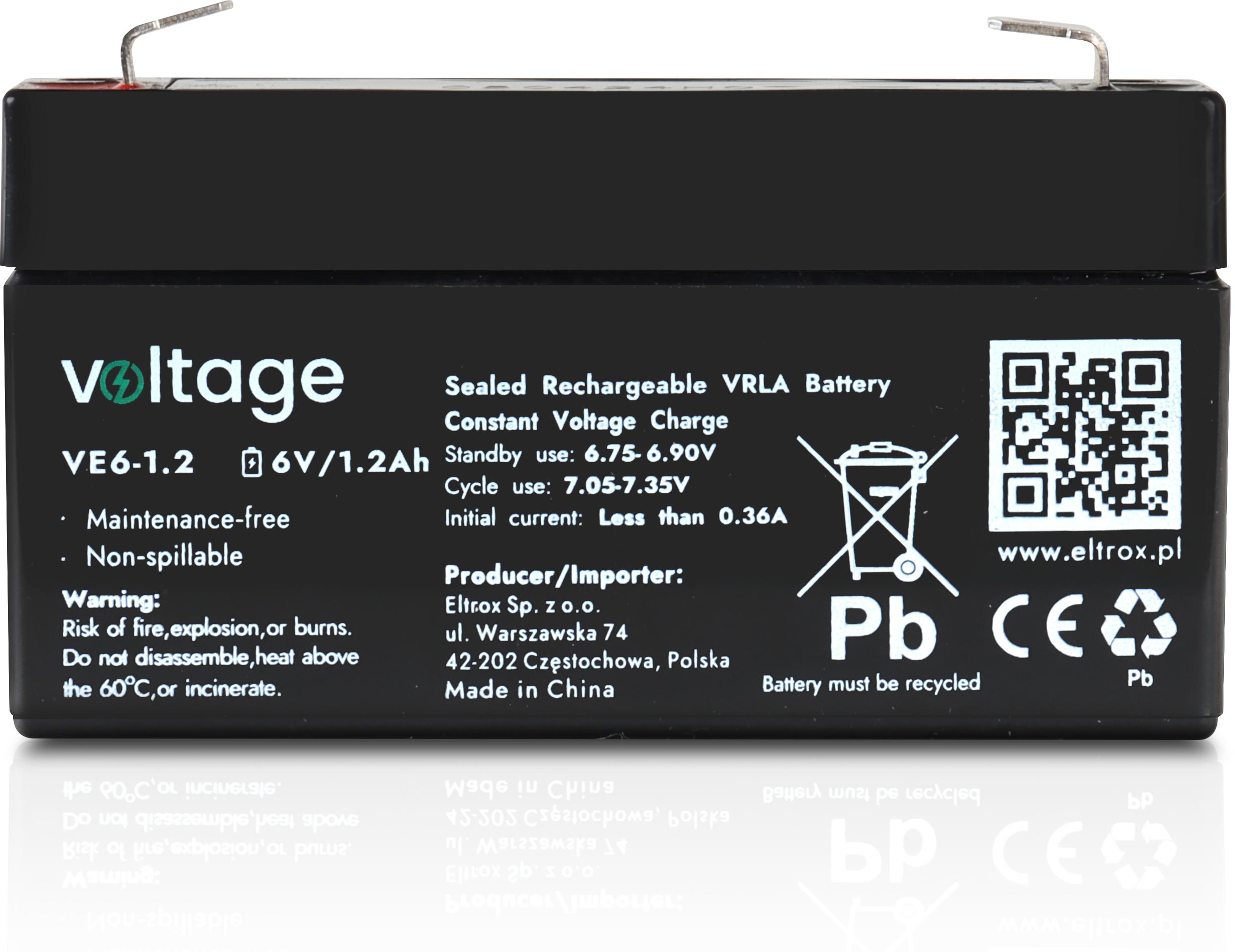 Akumulator AGM Voltage 6V 1.2Ah VE6-1.2 - przeznaczenie: