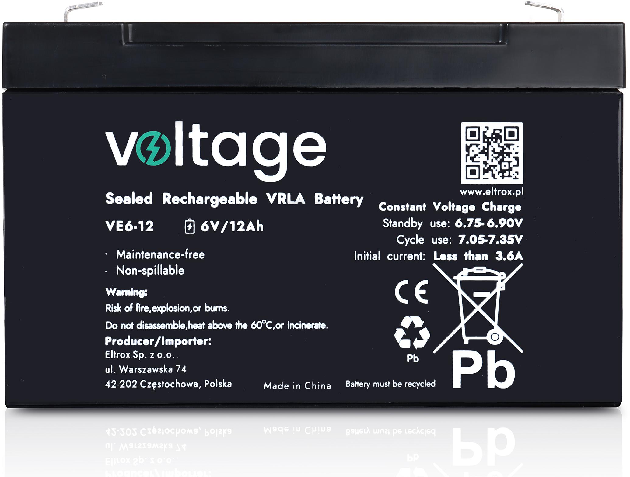 Akumulator AGM Voltage 6V 12Ah VE6-12 - przeznaczenie: