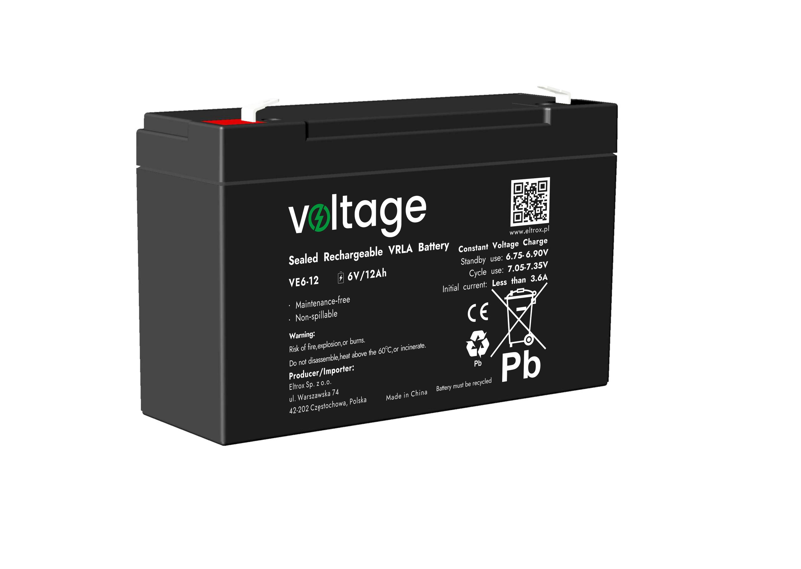 Akumulator AGM Voltage 6V 12Ah VE6-12 - najważniejsze cechy: