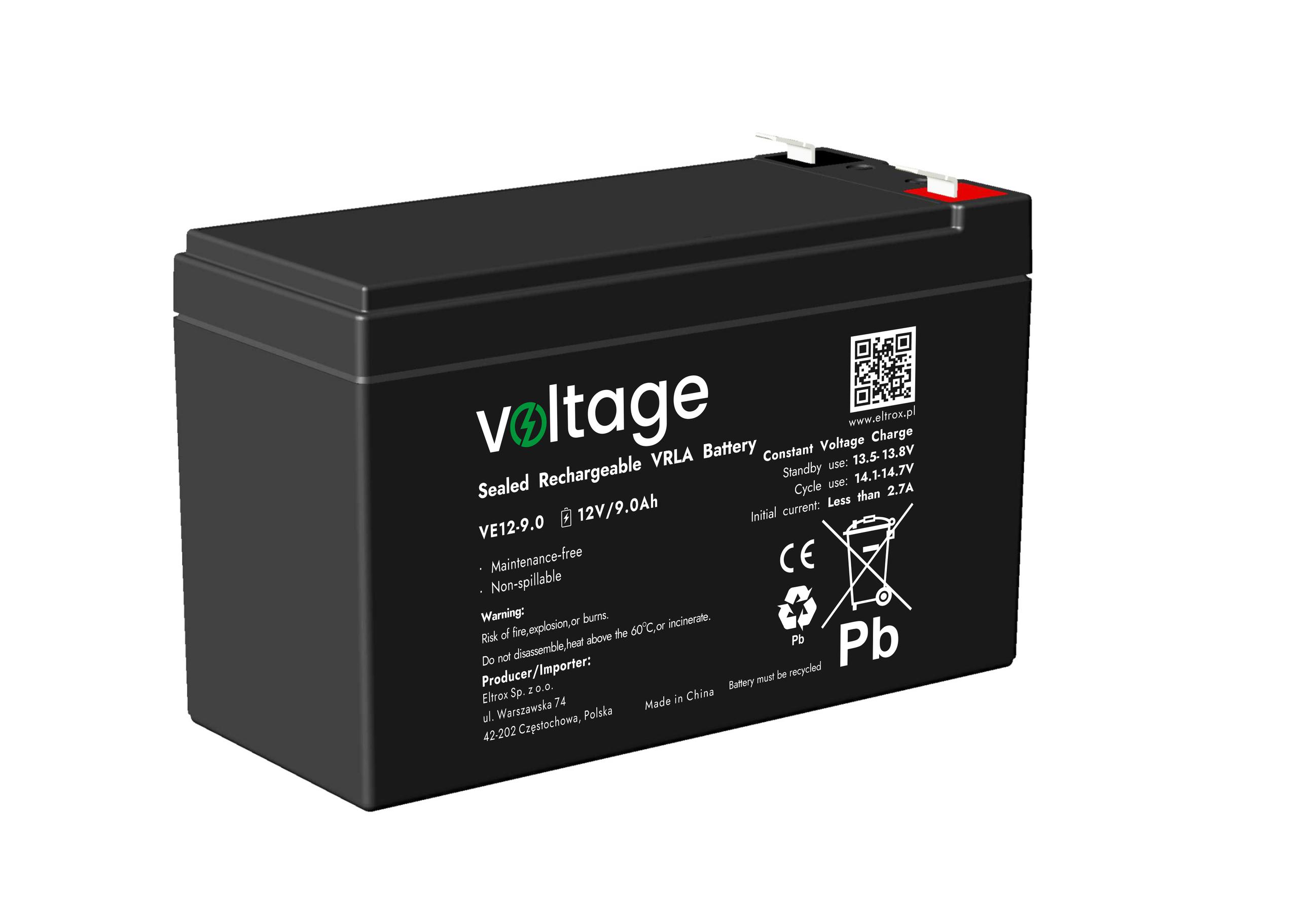 Akumulator AGM Voltage 12V 9.0Ah VE12-9.0 - najważniejsze cechy: