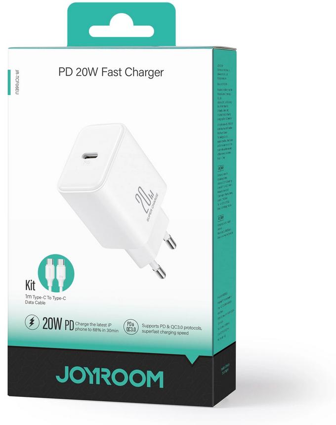 Ładowarka sieciowa z kablem USB-C Joyroom JR-TCF06 20 W PD 3.0 QC 3.0 1x USB-C - specyfikacja i dane: