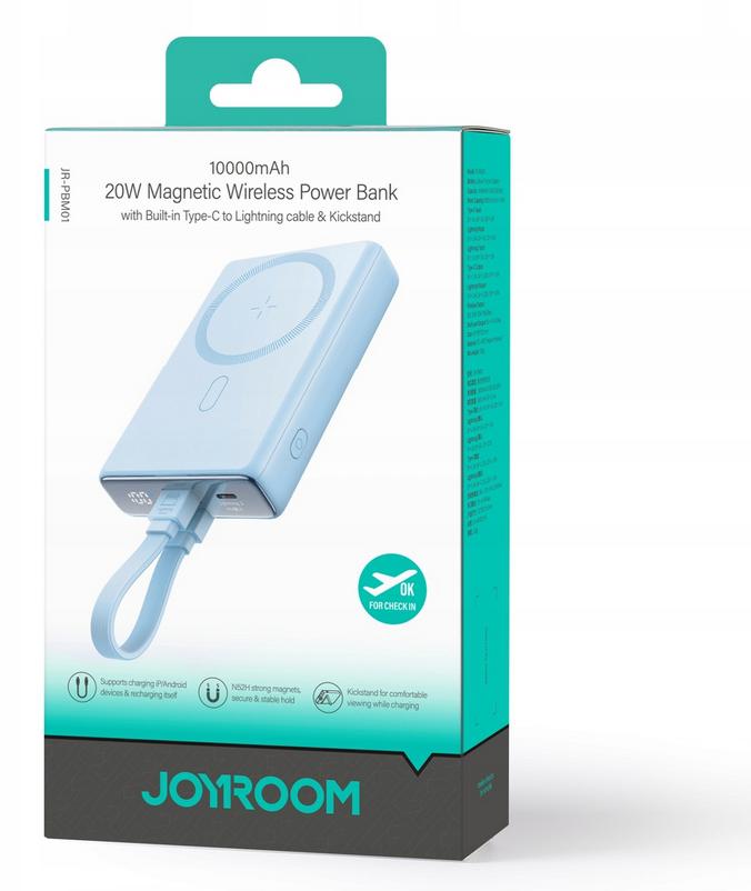 Powerbank + kabel Joyroom JR-PBM01 10000 mAh 20 W 1x USB-C 2x Lightning - specyfikacja i dane: