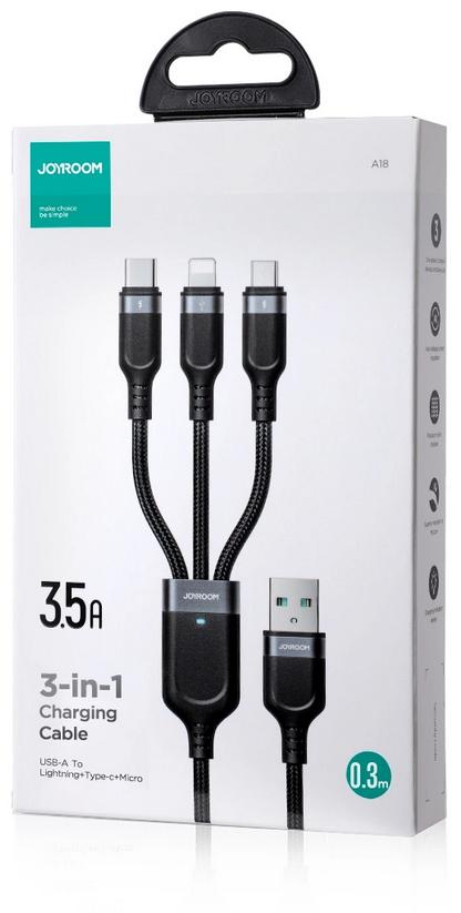 Kabel 3w1 USB-A / USB-C micro-USB Lightning Joyroom S-1T3018A18 120cm 2.4A w oplocie - specyfikacja i dane: