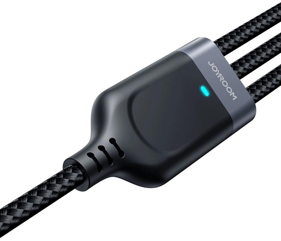 Kabel 3w1 USB-A / USB-C micro-USB Lightning Joyroom S-1T3018A18 30cm 3.5A - wytrzymały oplot z trwałego nylonu