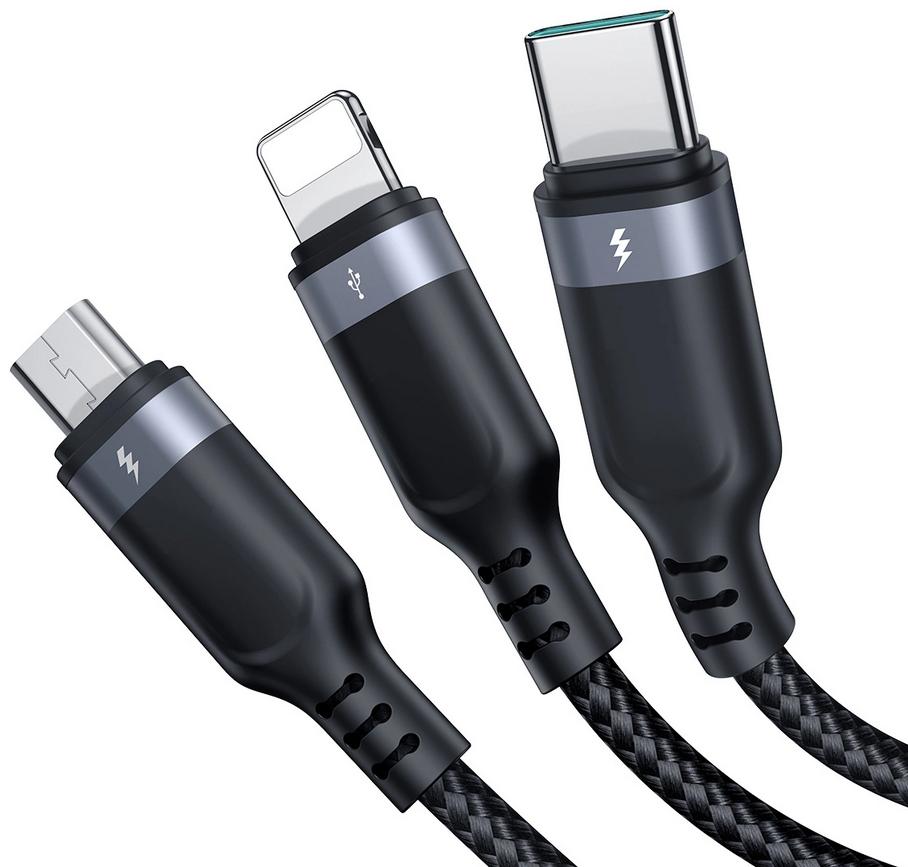 Kabel 3w1 USB-A / USB-C micro-USB Lightning Joyroom S-1T3018A18 30cm 3.5A - bezpieczne i efektywne ładowanie