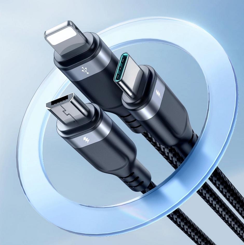 Kabel 3w1 USB-A / USB-C micro-USB Lightning Joyroom S-1T3018A18 120cm 2.4A - ładuj swoje sprzęty szybko i efektywnie!