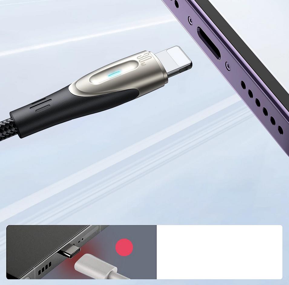 Kabel USB-C / Lightning Joyroom Star-Light Series SA27-CL3 120cm 30W w oplocie czarny