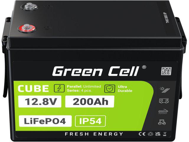 AKUMULATOR LITOWO-ŻELAZOWO-FOSFORANOWY LiFePO4 Green Cell Cube 12.8V 200Ah LFPGC12V200AH -  najważniejsze cechy: