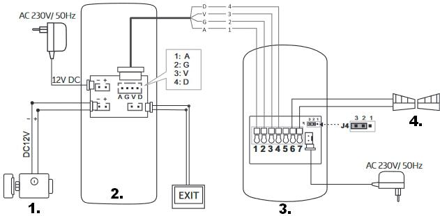 Domofon Eura ADP-34A3 – schemat połączenia: