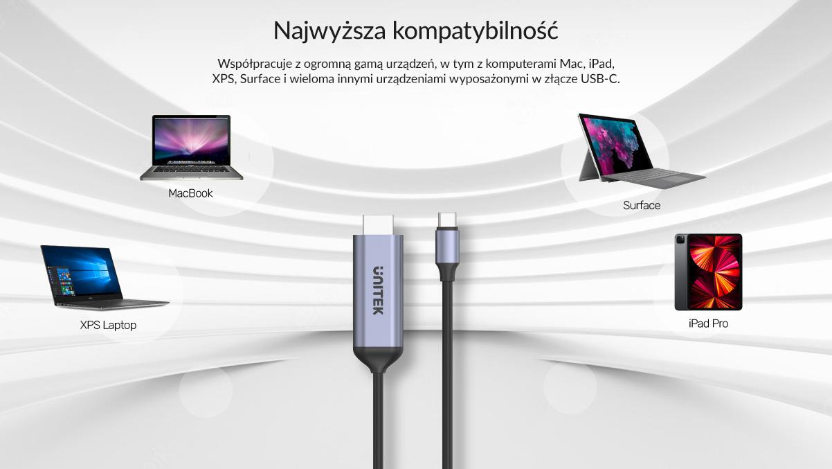 Unitek V1423B Adapter USB-C na HDMI 2.1 8K kabel 1,8 m