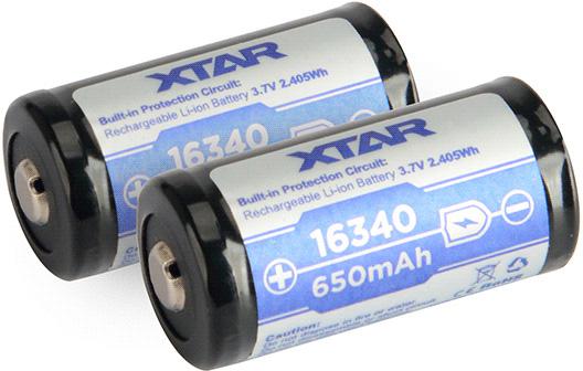 Akumulatorek 16340 / R-CR123 3,7V Xtar 650mAh (1 szt.) z zabezpieczeniem
