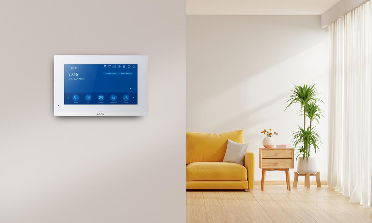 Monitor wewnętrzny wideodomofonu IP KG-M217W - niewielkie rozmiary, minimalistyczny design, dopasowanie do każdego wnętrza