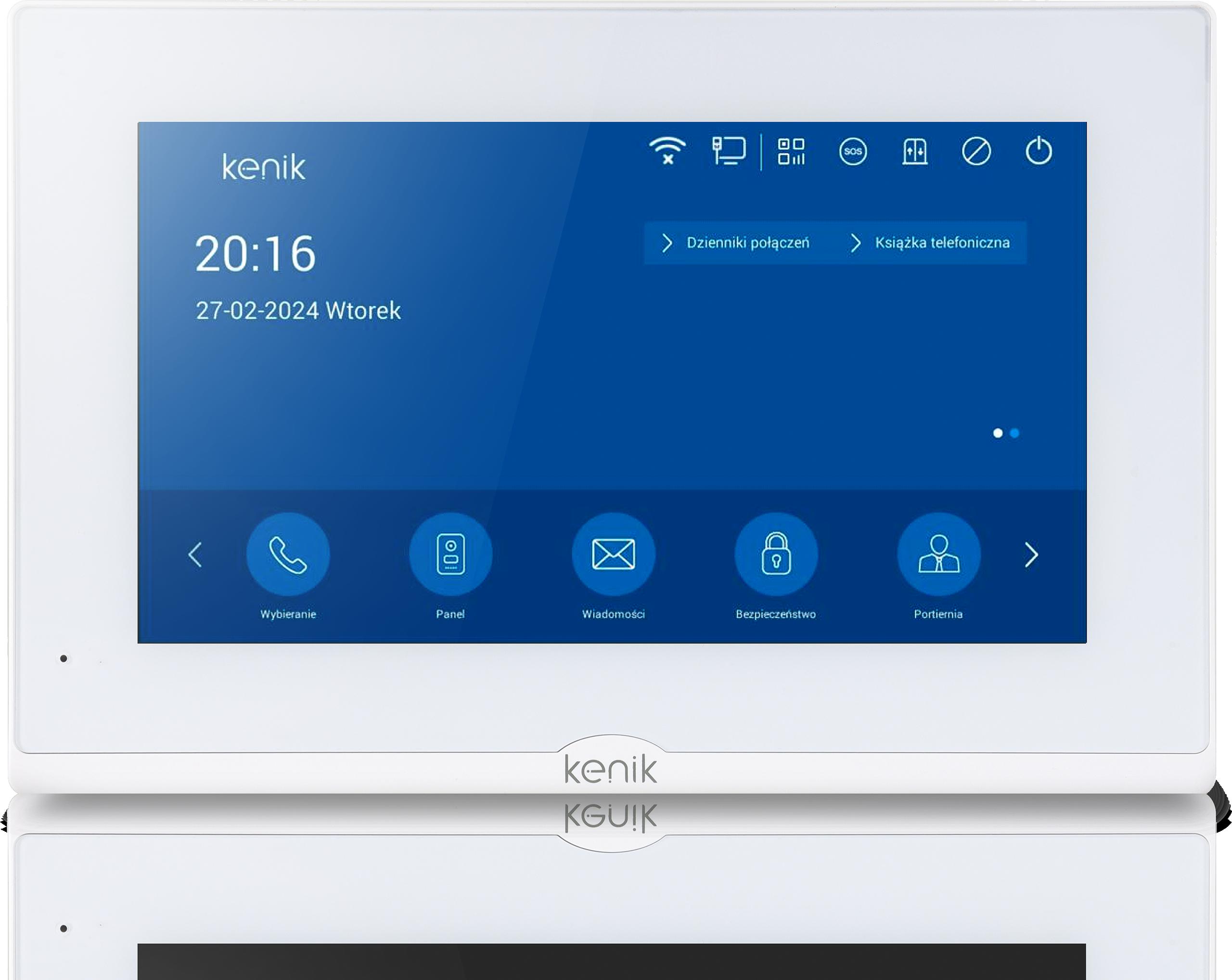 7\" calowy monitor wewnętrzny wideodomofonu IP oparty na systemie Linux  KENIK KG-M217W - najważniejsze cechy:
