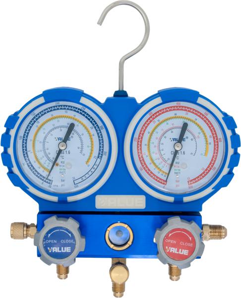 Zestaw manometrów przeznaczony do układów chłodniczych i klimatyzacyjnych. Główne cechy: