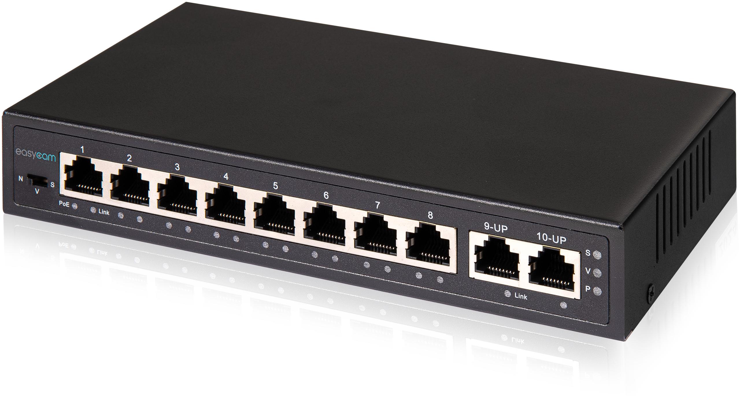 Switch PoE EasyCam 8FE x POE + 2FE UPLINK 96W