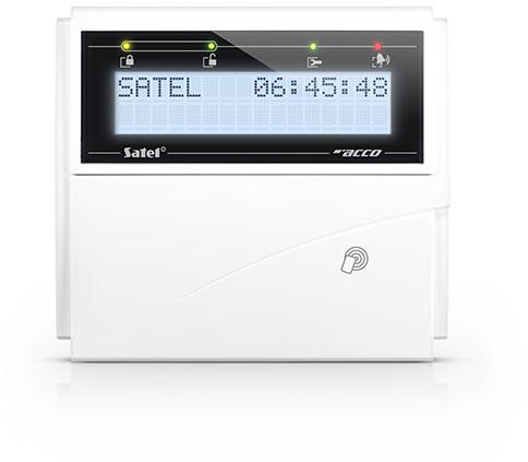 SATEL Manipulator LCD z czytnikiem kart zbliżeniowych 125 kHz (białe podświetlenie, biała obudowa) A