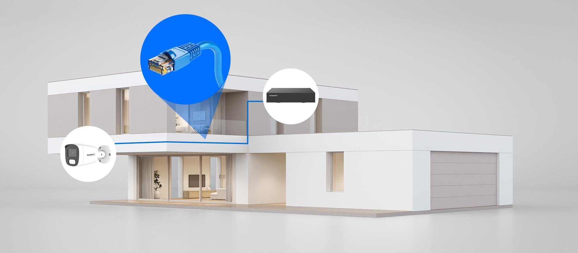 Wbudowany switch PoE z 4 portami – proste podłączenie kamer