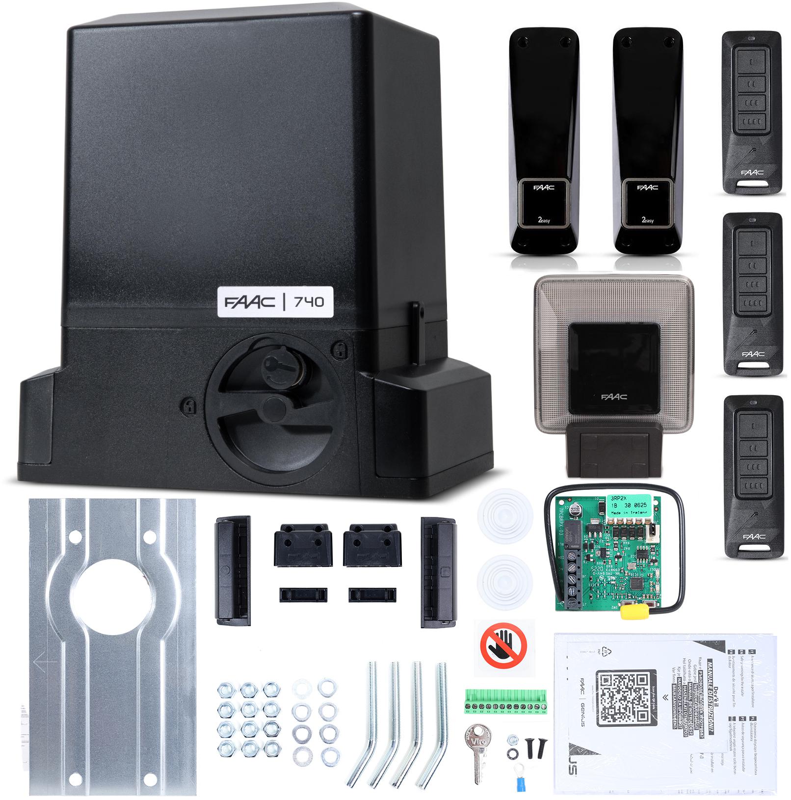 Zestaw Delta 2 FDS - FAAC 740 do 500kg bram przesuwnych (3 piloty + lampa)