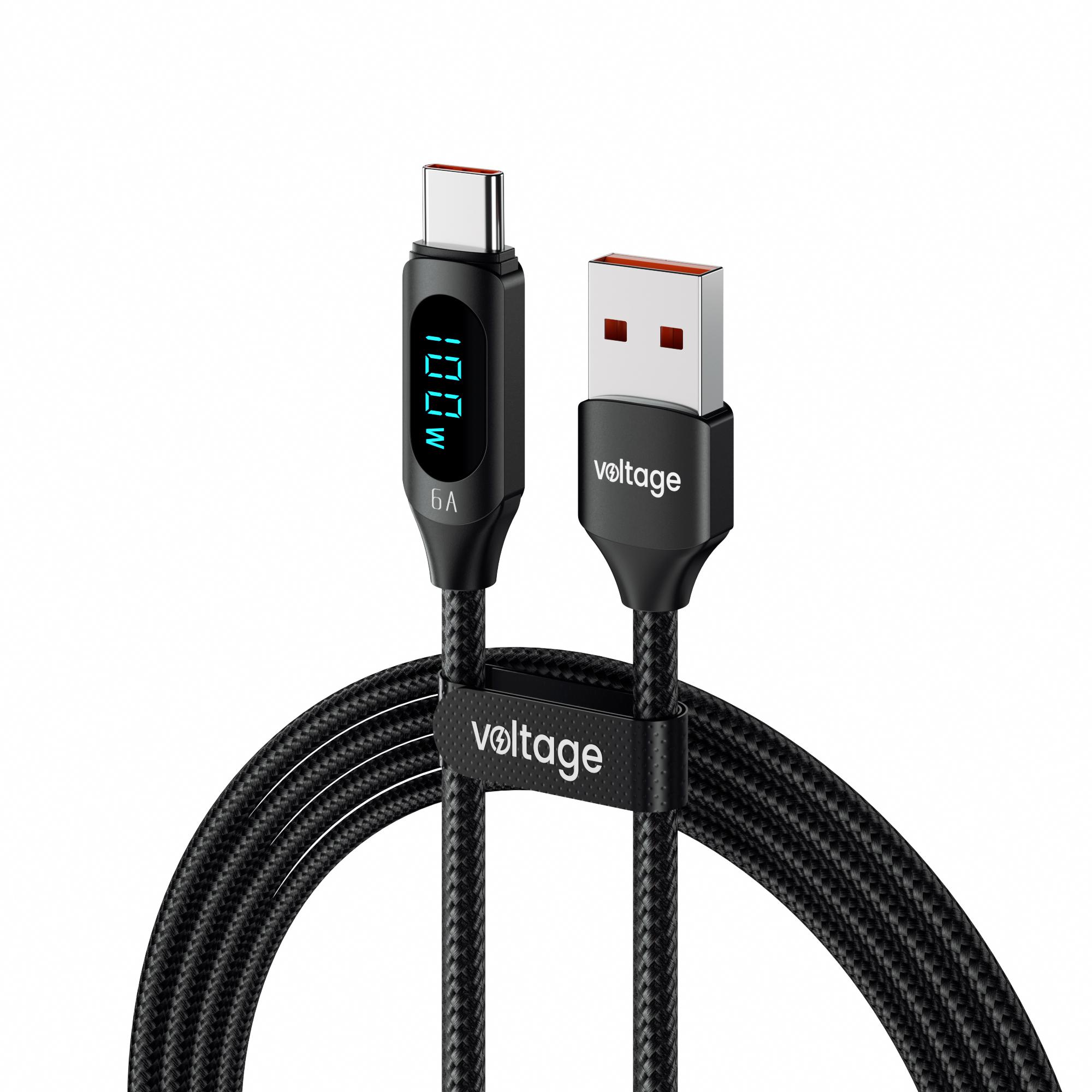 Kabel USB-A / USB-C Voltage PowerDisplay 66W 100cm (1m) czarny – najważniejsze cechy: